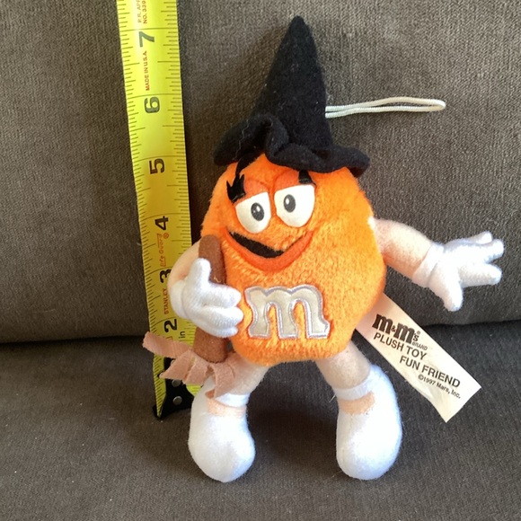 Vintage M & M’s Fun Friend Halloween Witch Plush Stuffed Toy Orange 1997 - Picture 5 of 5